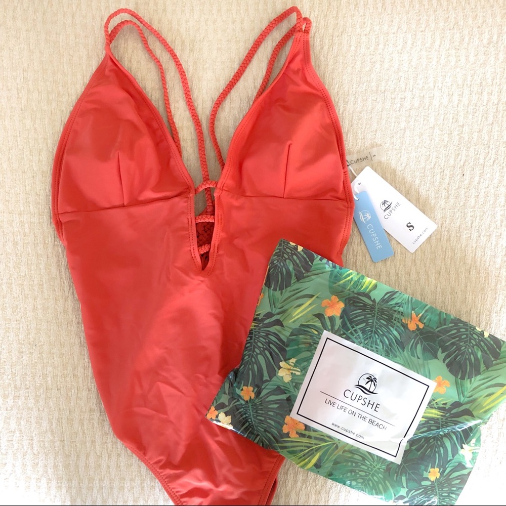 Cupshe Orange Braided Strap One Piece Swimsuit